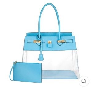 De Vesi beach tots or travel bag translucent material with blue accents